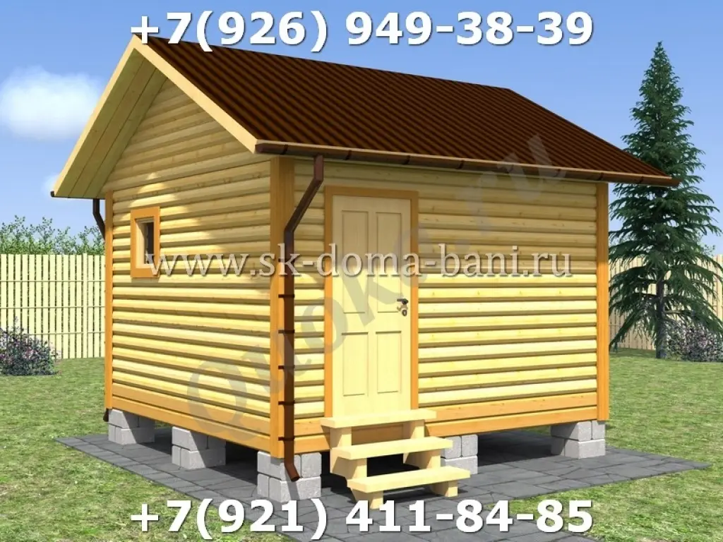 Проект Б-2 4х4 м баня из профилированного бруса