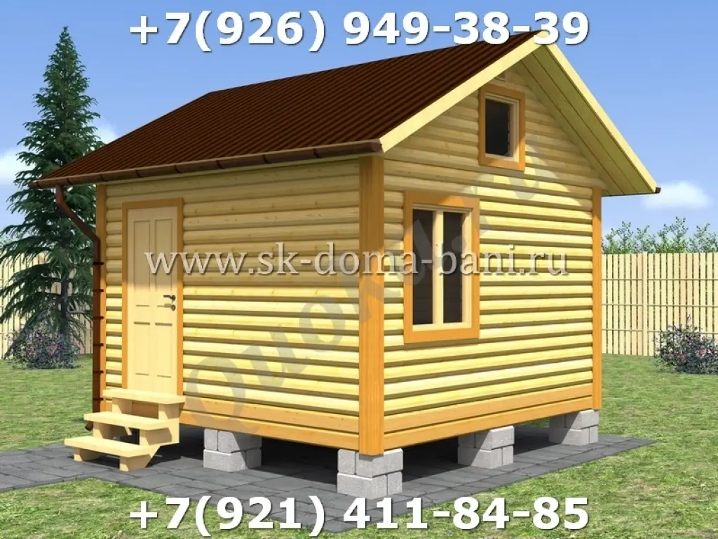 Проект Б-2 4х4 м баня из профилированного бруса