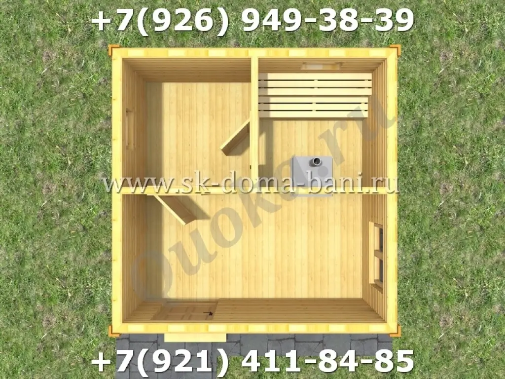 Проект Б-2 4х4 м баня из профилированного бруса